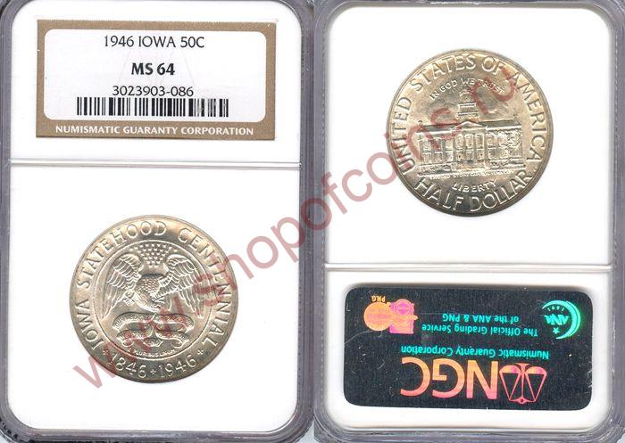 Half Dollar 1946  - Iowa /  (, MS64 NGS sertificated)