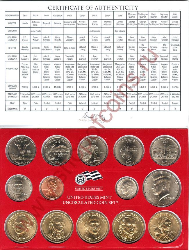 2007 D US Mint Unc 14 