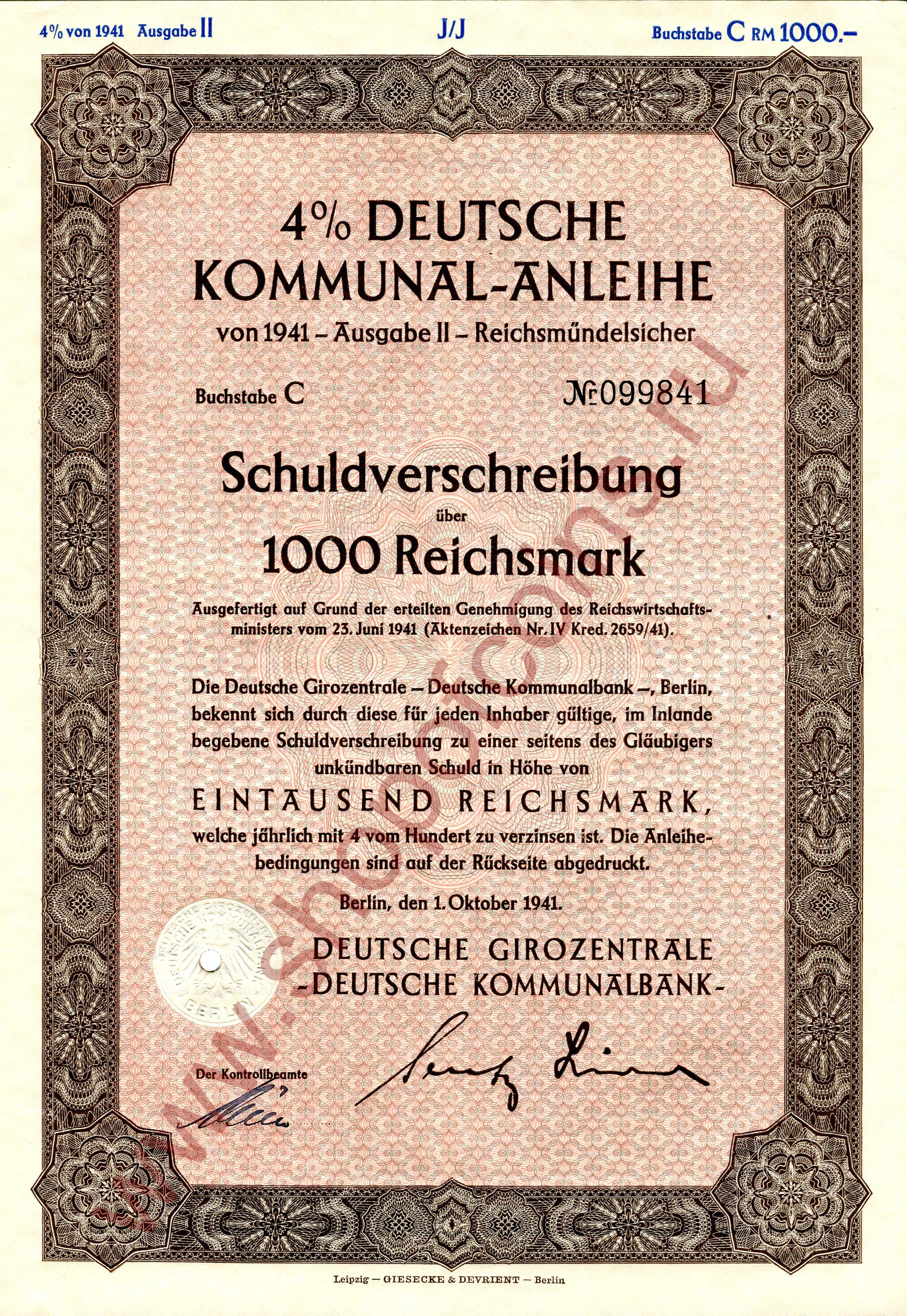 1000  1941 - Kommunal-anleihe ( 2)