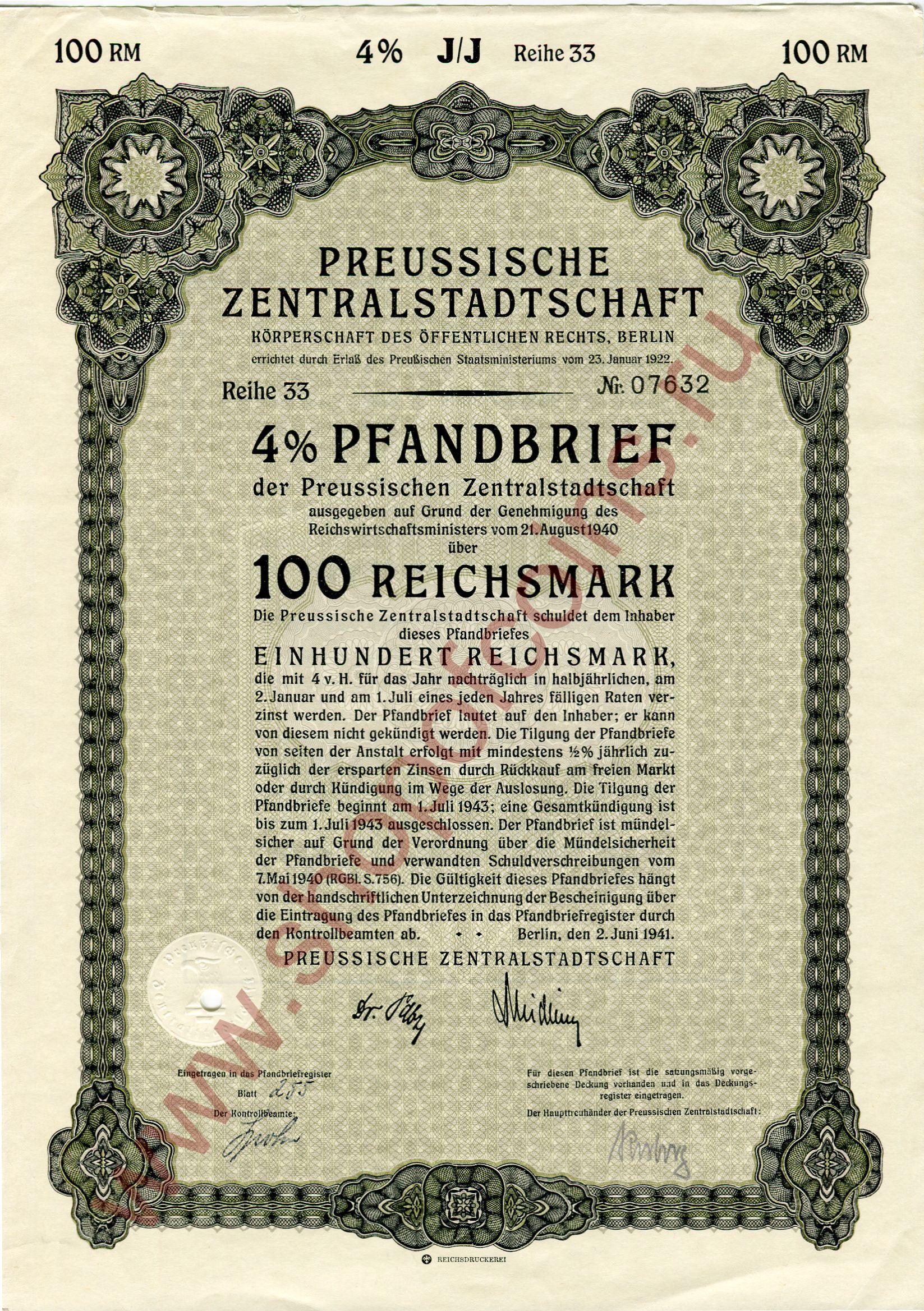 100  1940 - Preussische Zentralstadtschaft ( 33)