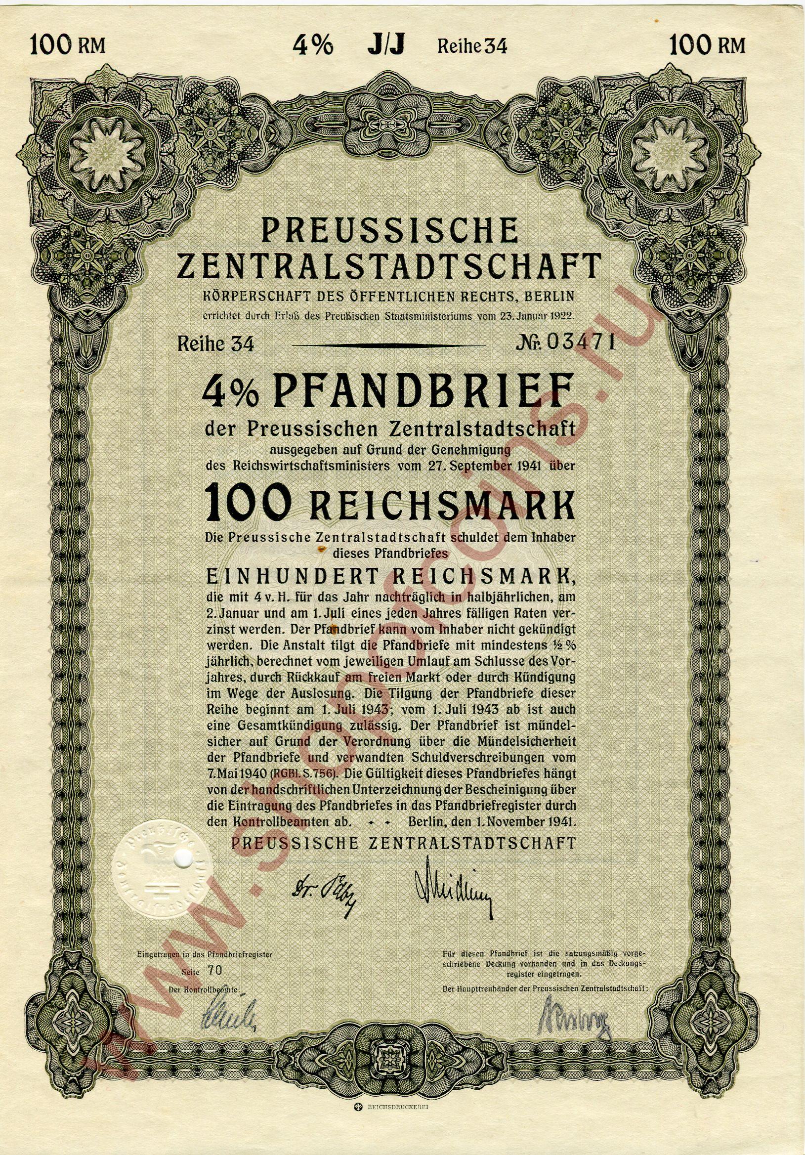 100  1941 - Preussische Zentralstadtschaft ( 34)