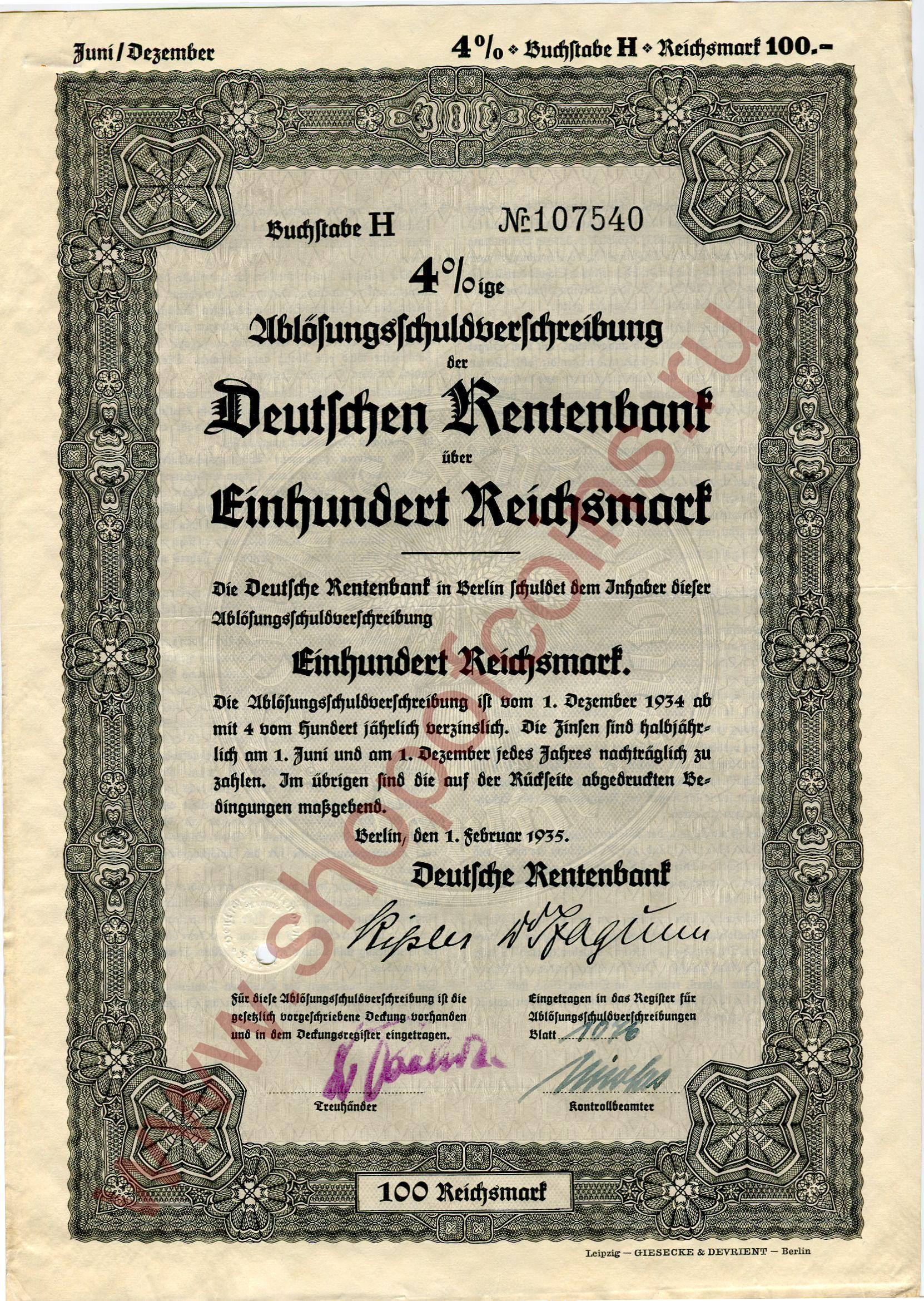 100  1935 - Rentenbank ( H)