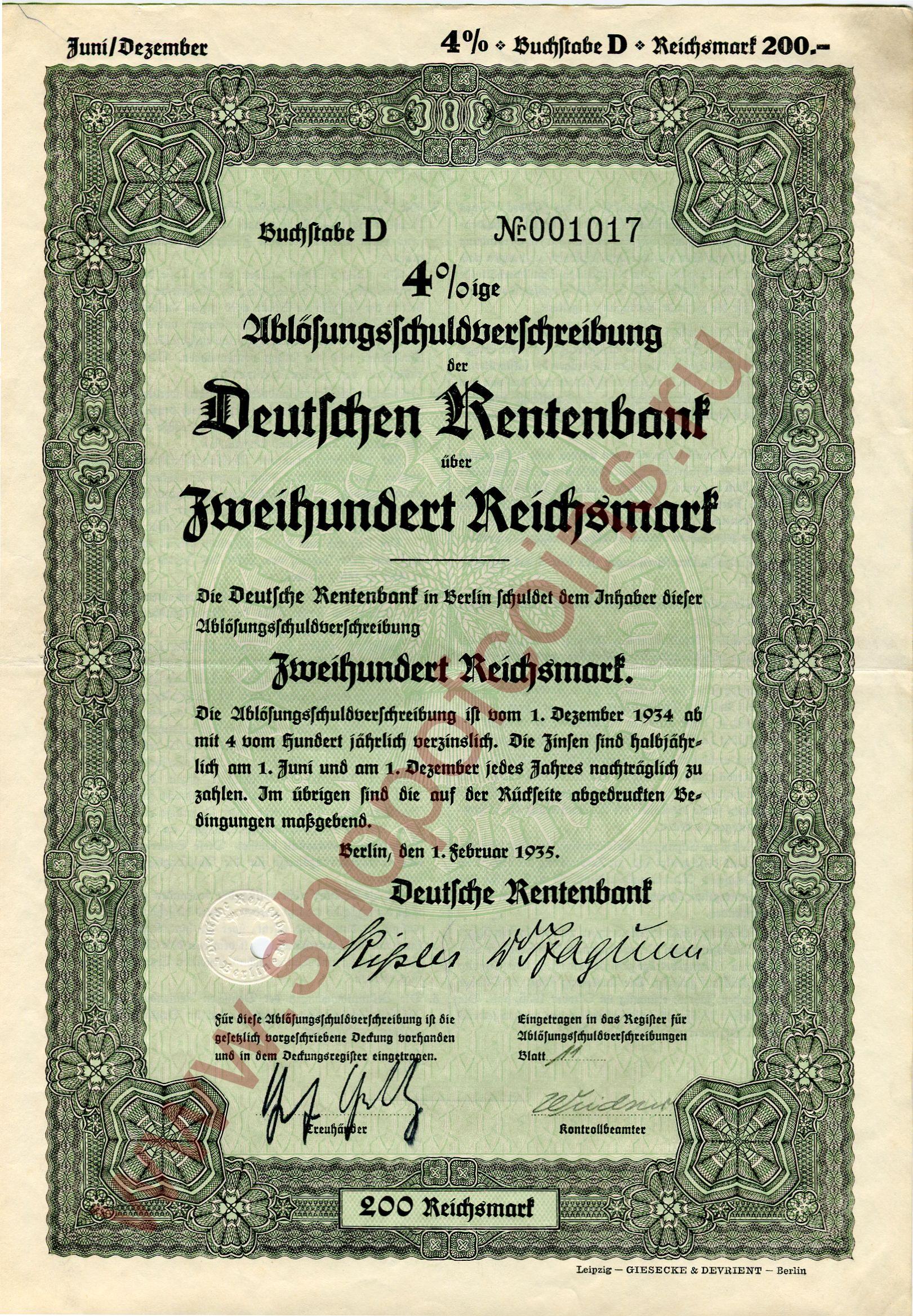 200  1935 - Rentenbank ( D)
