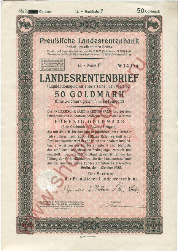 50   1928 - Preussische Landesrentenbank ( F)