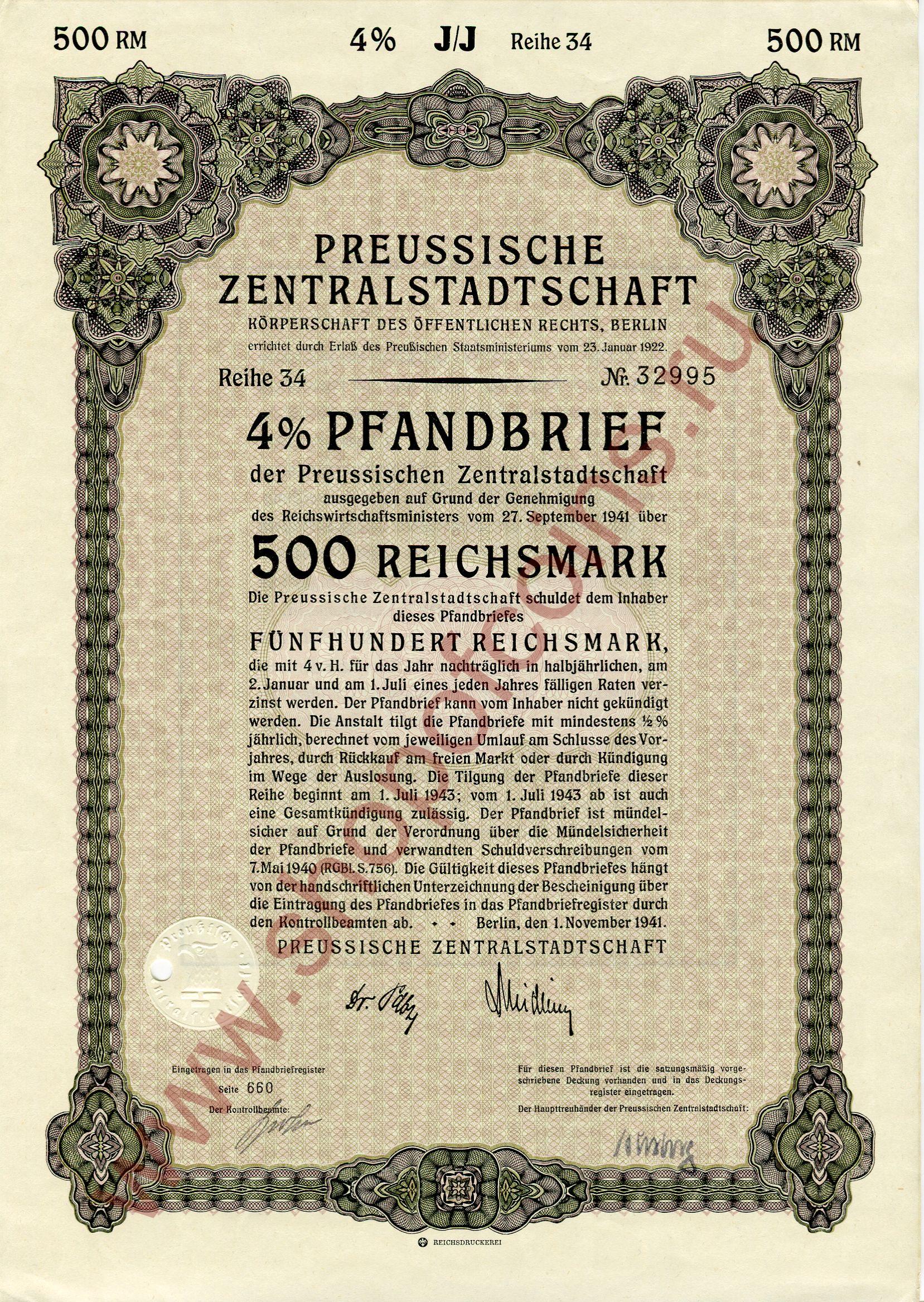 500  1941 - Preussische Zentralstadtschaft ( 34)